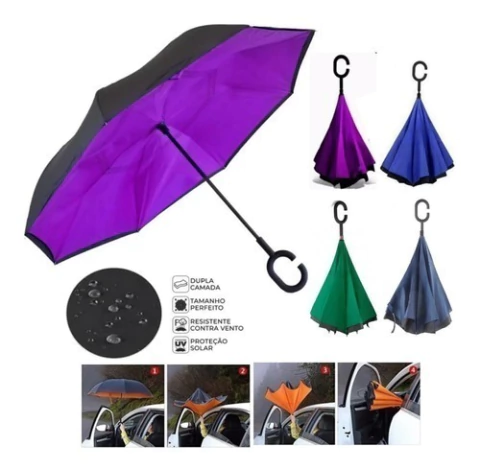 Sombrinha Guarda Chuva Com Fechamento Invertido Cores Sortidas - Yangzi