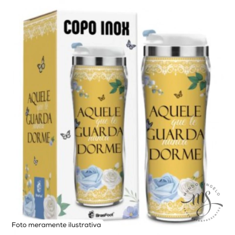 Copo Plástico e Inox New Aquele Que Te Guarda 350ml - Brasfoot