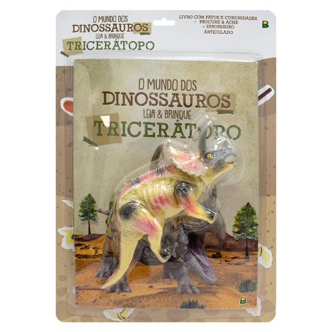Livro o Mundo Dos Dinossauros Leia e Brinque Tricerátopo Com Brinquedo - Todolivro