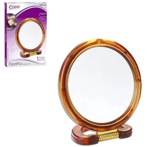 Espelho de Mesa Redondo Duas Faces e Segunda Face Ampliadora Com Base de Plástico 11cm - Wellmix