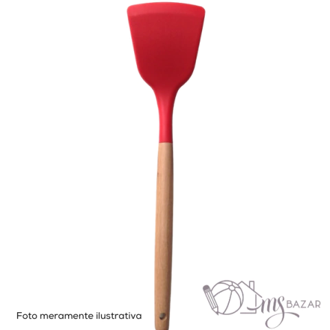 Espátula Reta de Silicone e Bambu 31,5x6cm - Cascavel