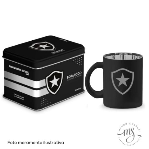 Caneca de Vidro Diamond Metalic Lata Time Botafogo de 300ml - Brasfoot
