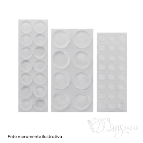 Protetor Batente de Silicone Autoadesivo Cartela Com 46 Unidades Tamanhos Variados - Tuut