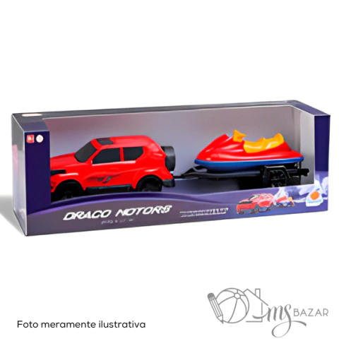 Jeep Draco Com Reboque e Moto Aquática Jet Ski 497 - Orange Toys