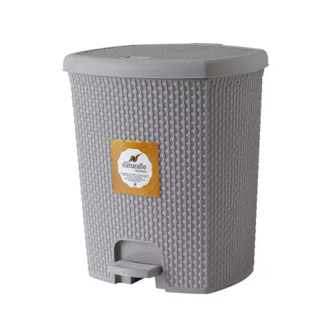 LIXEIRA NATURALLE RATTAN COM PEDAL 14,5LTS AREIA
