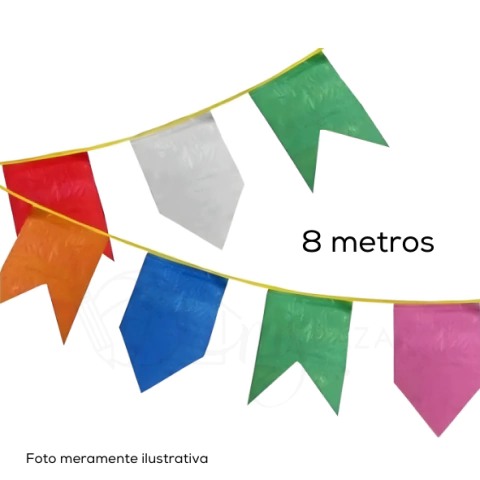 Bandeirinha Junina 8m Plástica Com 20 Bandeiras de Cores Sortidas São João - Diversos