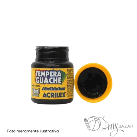 Tinta Tempera Guache 15ml Preto 520 - Acrilex