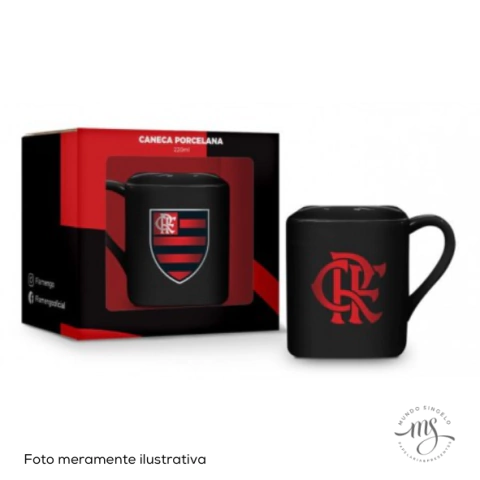 Caneca Porcelana Quadrada Flamengo 220ml - Brasfoot Presentes