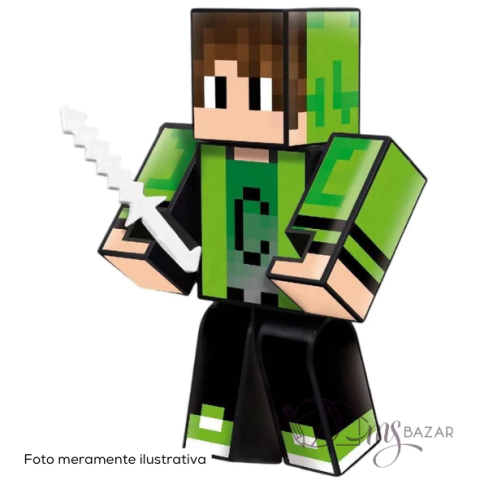 Boneco Minecraft Articulado Cadres de 15cm Com 3 Acessórios - Algazarra