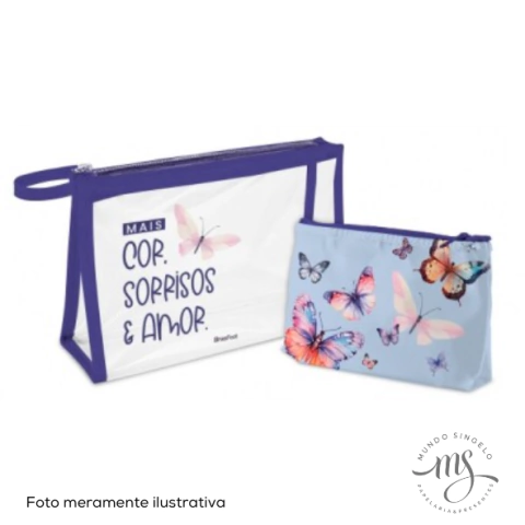 Conjunto de 2 Necessaire Mais Sorrisos E Amor - Brasfoot Presentes