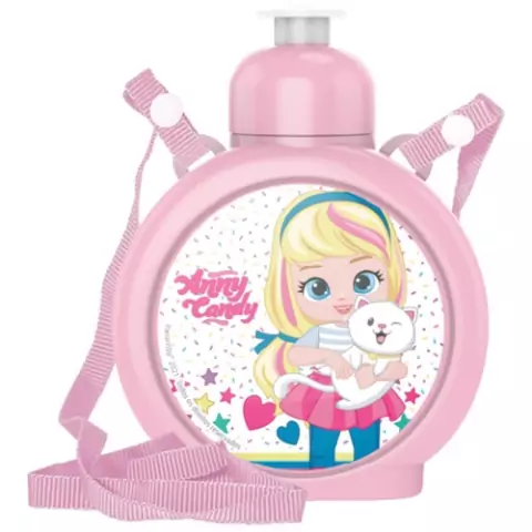 Garrafa Cantil Squeez Plástico Com Bico e Cordinha Infantil Anny Candy 430ml - Panamby