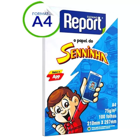Papel Sulfite A4 75g/m² 210x297mm Report Senninha 100 Folhas Branco - Suzano