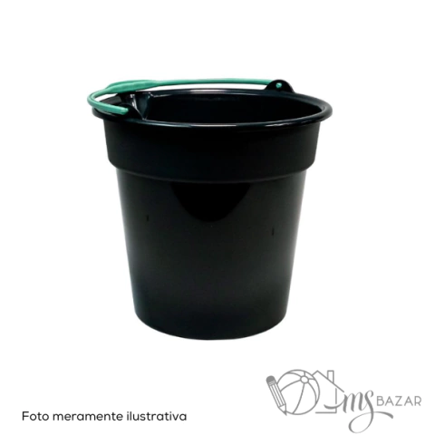 Balde Floratta Com Alça Plástica 8 Litros Ecologic Preto - Rischioto