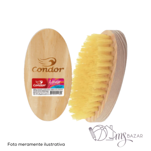 Escova Oval de Cerdas para Lavar Roupa em Madeira - Condor