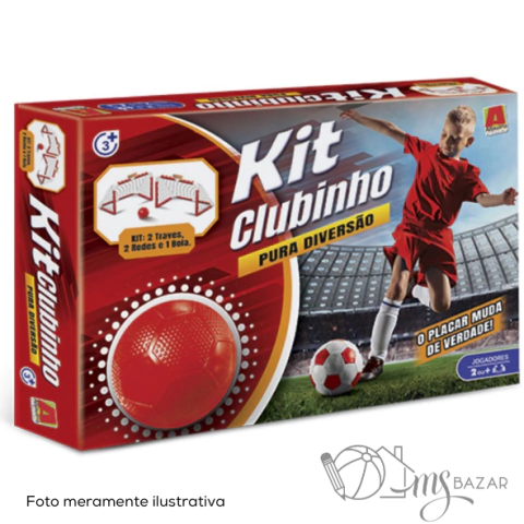 Conjunto de Futebol Kit Clubinho Pura Diversão Vermelho e Branco Com 2 Traves 1 Rede 1 Bola - Algazarra