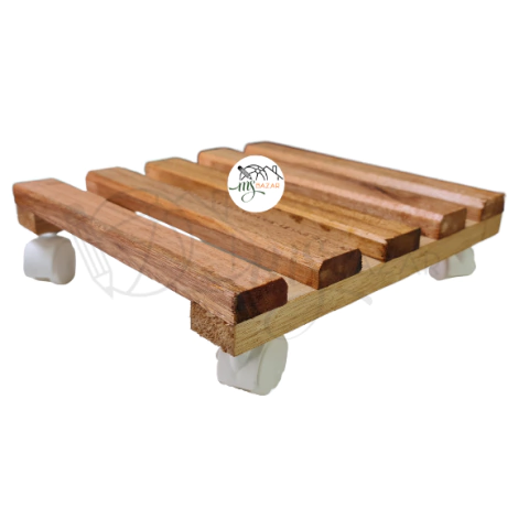 Suporte de Madeira Para Botijão de Gás e Vaso de Planta Até 50kg Reforçado Com Rodas 32cm x 32cm - Diversos