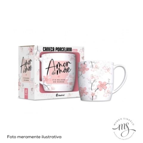 Caneca de Porcelana Urban de 300ml Amor de Mãe O Melhor - Brasfoot Presentes
