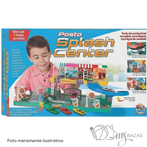 Posto De Gasolina Splash Center Lava Rápido e 3 Carrinhos Adicionais - Lugo Brinquedos