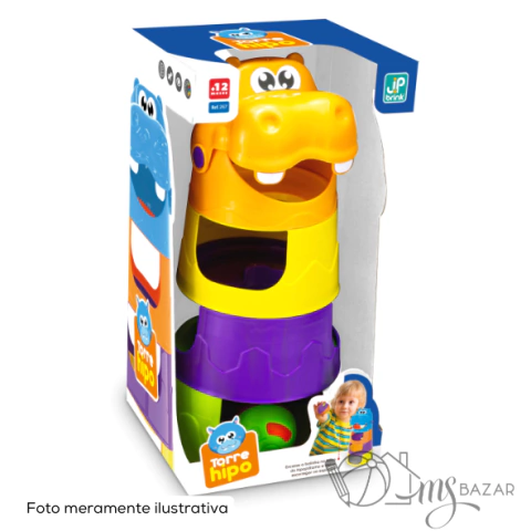 Brinquedo Didático Educativo Para Bebê Torre Hipopótamo - JP Brink