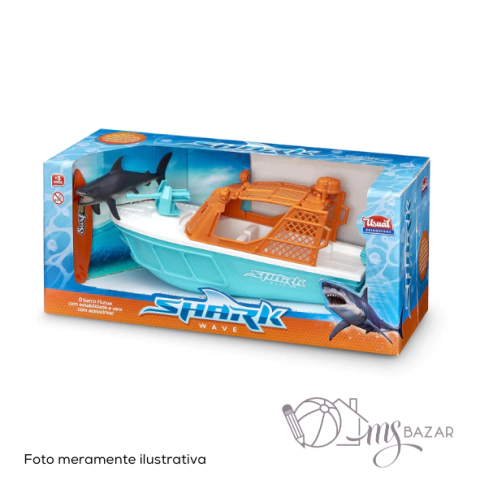 Barquinho Shark Wave Com Prancha e Tubarão - Usual Brinquedos