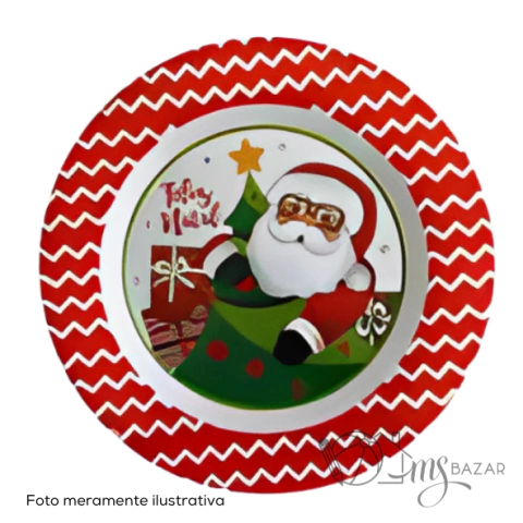 Prato Fundo Redondo Melamina Tema Natalino - Wincy