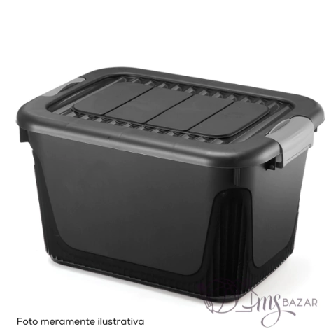 Container Com Rodas 50 Litros Preto - Plasnorthon