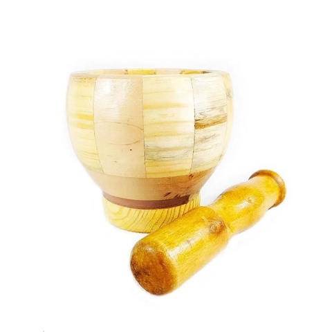 Pilão em Bambu Com Socador 13Øx11xcm - Kehome