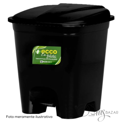 Lixeira Quadrada Com Pedal 7,5 Litros Preta Ecco - Rischioto
