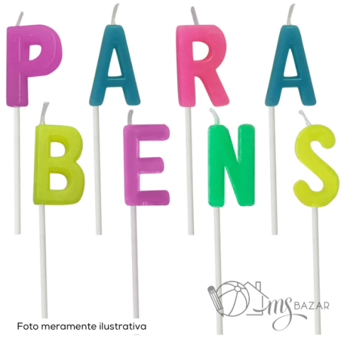 Vela Parabéns 2,5cm Colorido - Make +