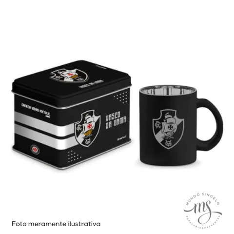 Caneca de Vidro Diamond Metalic Lata Time Vasco de 300ml - Brasfoot