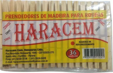 Prendedores de Madeira Para Roupas Com 36 Unidades Pregadores - Haracem