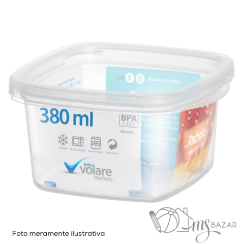 Pote Quadrado Volare Transparente 380ml - Rischioto