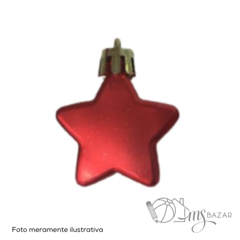 Conjunto de Enfeite Natalino Estrelas Tradicional Shine 2 Peças de 8cm - Wincy