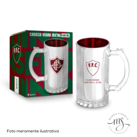 Caneca de Vidro Metálico 480ml Fluminense - BrasFoot