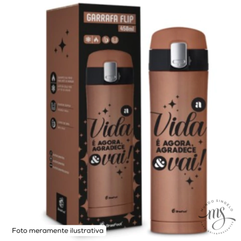 Garrafa Térmica Flip 450ml A Vida e Agora - Brasfoot