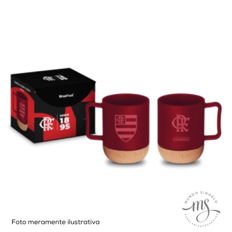 Caneca de Vidro Cork Times Flamengo 350ml - Brasfoot Presentes