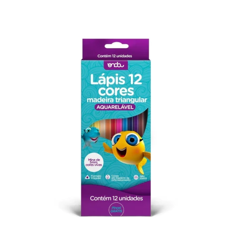 LAPIS DE COR MADEIRA TRIANGULAR AQUARELÁVEL 12 CORES - ONDA