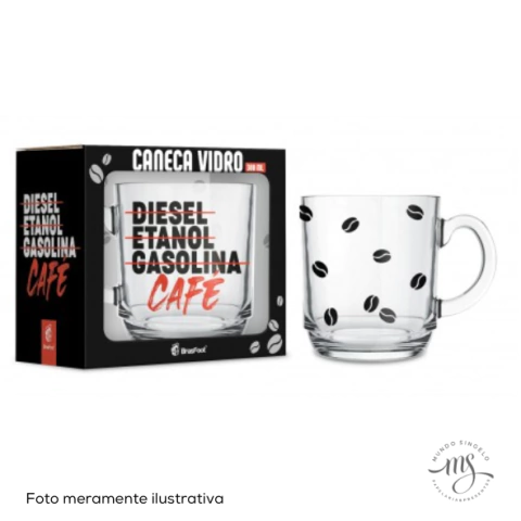 Copo de Vidro Elegance 300ml Gasolina Café - Brasfoot Presentes