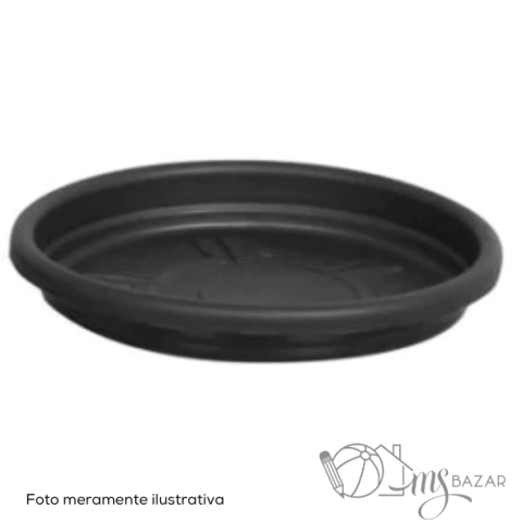 Prato Para Vaso Redondo Bella Fiore 17cm Preto- Rischioto