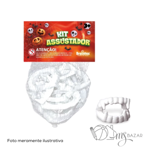 Conjunto de Enfeite Kit Halloween Dentadura de Vampiro Com 12 Peças - Brasilflex