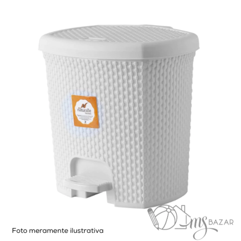 Lixeira Naturalle Rattan Com Pedal 7.5 Litros Branca - Rischioto