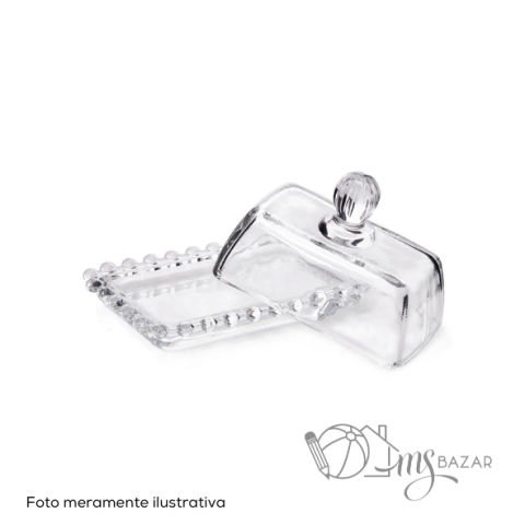 Manteigueira Flowers de Vidro 14x8cm - Kehome