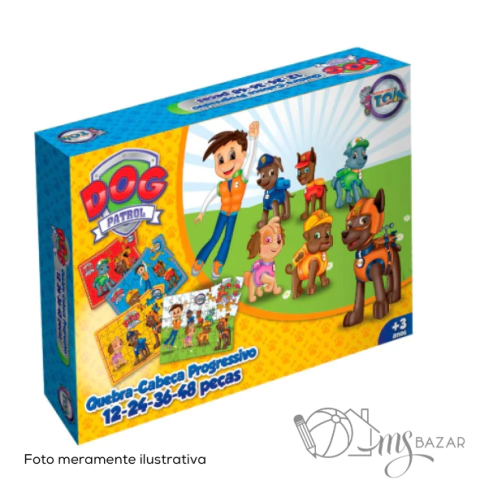 Quebra Cabeça Jogo Educativo Progressivo Dog Patrol 4 em 1 - Toia