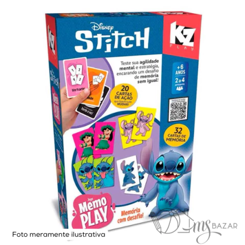 Jogo da Memória Stitch Com 32 Cartas de Memória e 20 Cartas de Ação - Elka