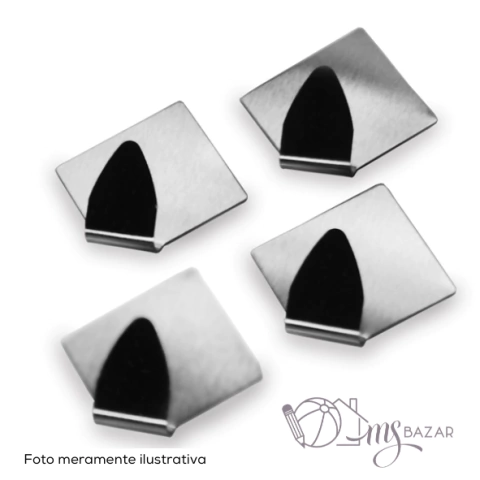 Gancho Inox Adesivo de Alta Aderência Losango Médio Com 4 Peças - Kehome