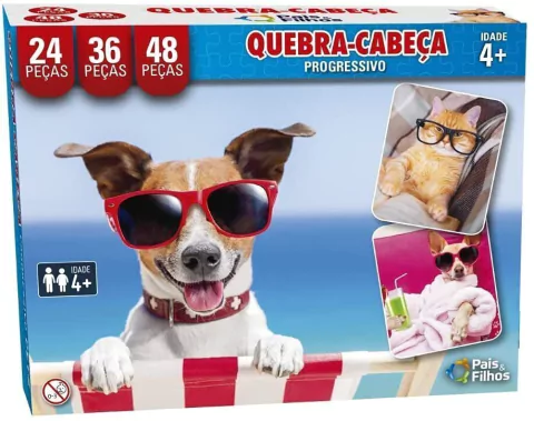 Quebra Cabeça Cartonado Pets Progressivo 30/45/56 Peças - Pais e Filhos
