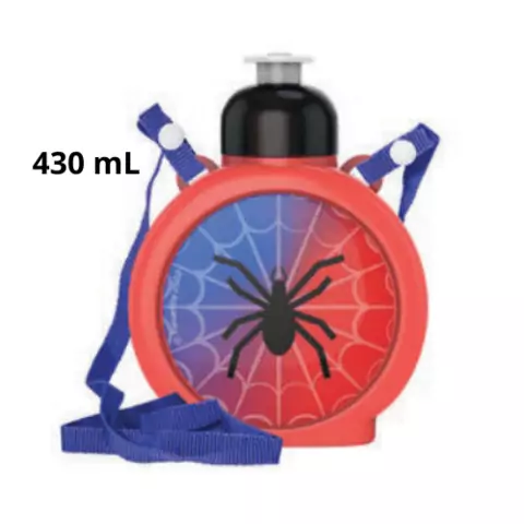 Garrafa Cantil Squeez Plástico Com Bico e Cordinha Infantil Aranha 430ml - Panamby