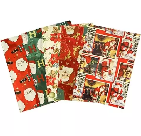 Saco Para Presentes Perolizado Kit Com Laço e Etiqueta Para Natal 50X70cm G3 - Cromus