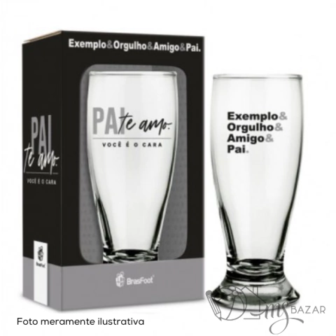 Copo Munich de Vidro 200ml Pai Amigo - Brasfoot Presentes