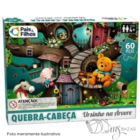 Quebra-Cabeça Ursinho Na Árvore 60 Peças - Pais e Filhos